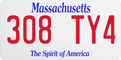 MA license plate 308TY4
