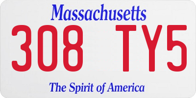 MA license plate 308TY5