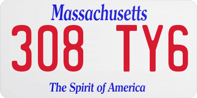 MA license plate 308TY6
