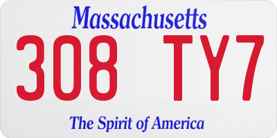 MA license plate 308TY7