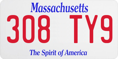 MA license plate 308TY9