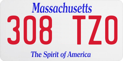 MA license plate 308TZ0