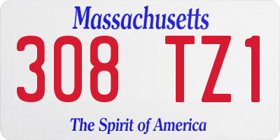 MA license plate 308TZ1