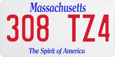 MA license plate 308TZ4