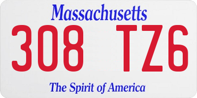 MA license plate 308TZ6