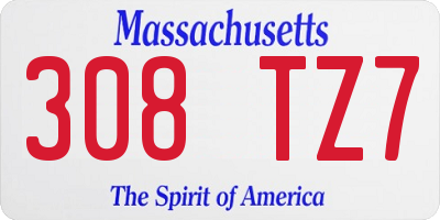 MA license plate 308TZ7