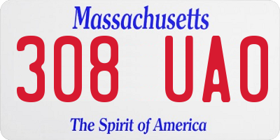 MA license plate 308UA0
