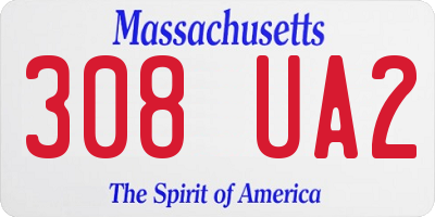 MA license plate 308UA2