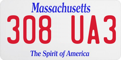 MA license plate 308UA3