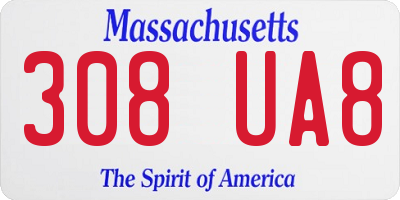 MA license plate 308UA8