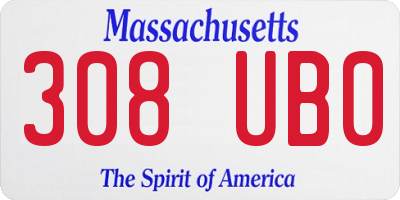 MA license plate 308UB0
