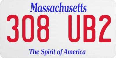 MA license plate 308UB2