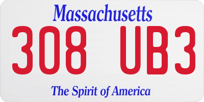 MA license plate 308UB3