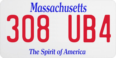 MA license plate 308UB4