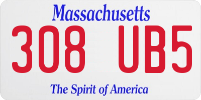 MA license plate 308UB5