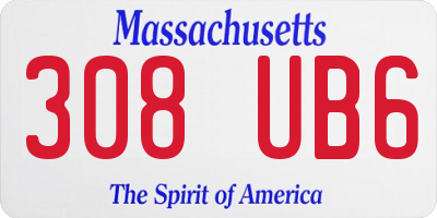 MA license plate 308UB6