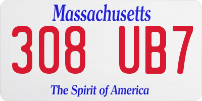 MA license plate 308UB7