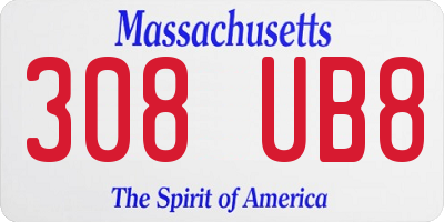 MA license plate 308UB8