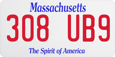 MA license plate 308UB9