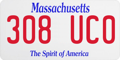 MA license plate 308UC0