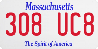 MA license plate 308UC8