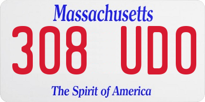 MA license plate 308UD0