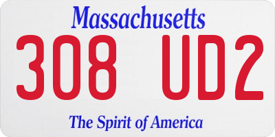 MA license plate 308UD2