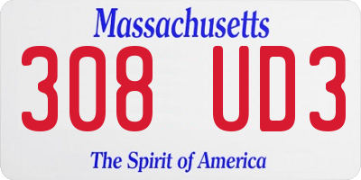 MA license plate 308UD3