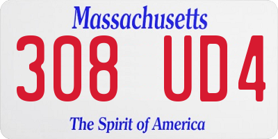 MA license plate 308UD4
