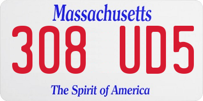 MA license plate 308UD5