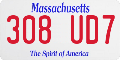 MA license plate 308UD7