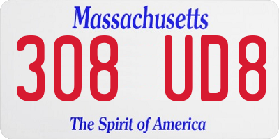 MA license plate 308UD8