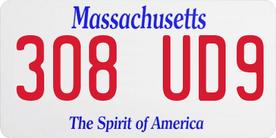 MA license plate 308UD9