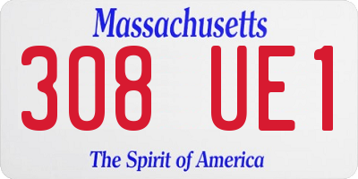 MA license plate 308UE1
