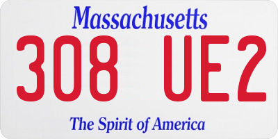 MA license plate 308UE2