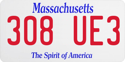 MA license plate 308UE3