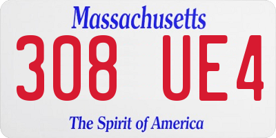 MA license plate 308UE4