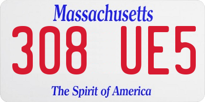 MA license plate 308UE5