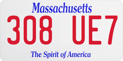 MA license plate 308UE7