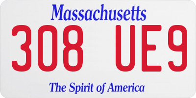 MA license plate 308UE9