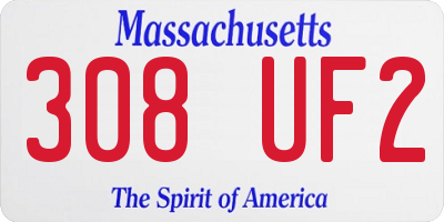 MA license plate 308UF2
