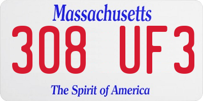 MA license plate 308UF3