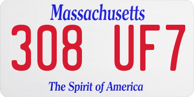 MA license plate 308UF7
