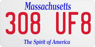 MA license plate 308UF8