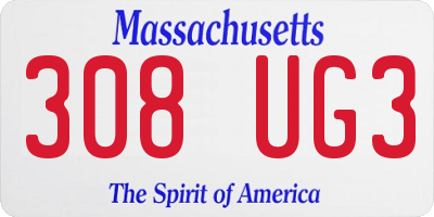 MA license plate 308UG3