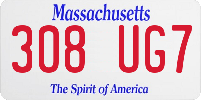 MA license plate 308UG7