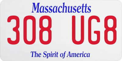 MA license plate 308UG8