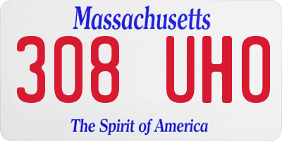 MA license plate 308UH0