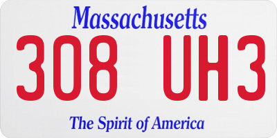 MA license plate 308UH3