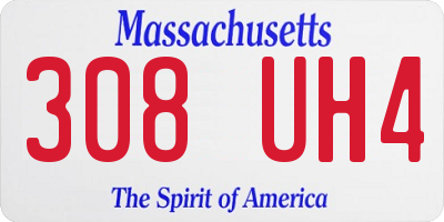 MA license plate 308UH4